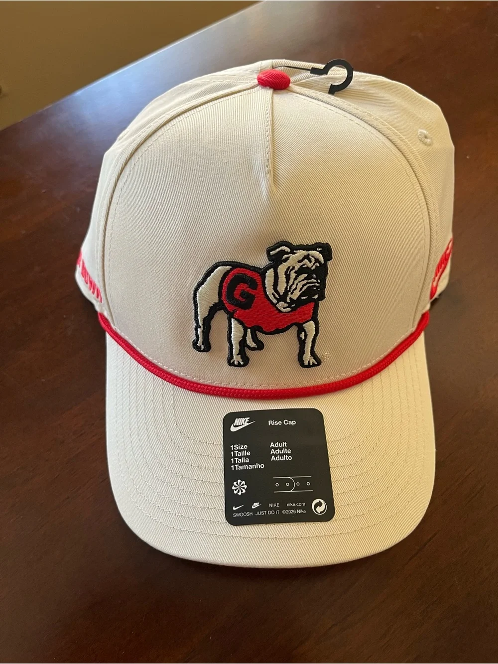 Nike Georgia Bulldogs Rise Cap Veg Rope Hat Adjustable SnapBack Cream Red NWT